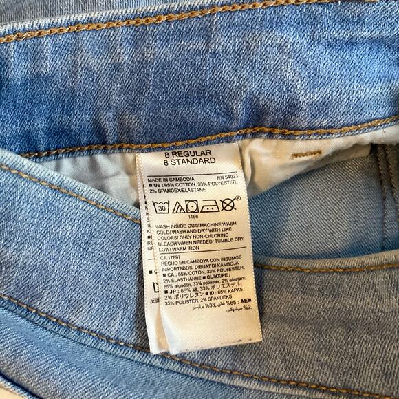 Old Navy Women Waxed Frayed Mid-rise Skinny Jeans size 8 Regular, Light Blue - Picture 9 of 13